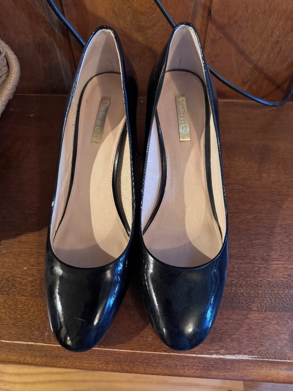 Louise et Cie Black Patent Leather Block Heel Pumps (Size 10M)